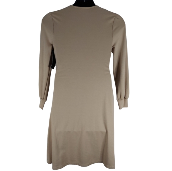 FAITH LOVE PASSION FLP Size Small Tan Vtg Look Wrap Dress Cloth Cover Buttons - Picture 2 of 15